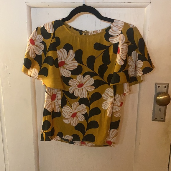 Anthropologie Ikebana Yellow Floral Blouse - Picture 5 of 7